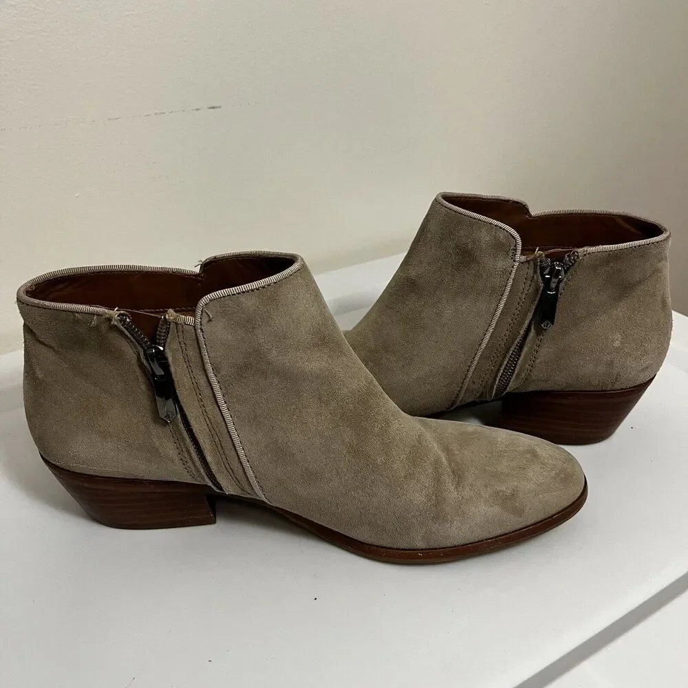 Sam Edelman Womens Petty Putty Beige‎ Suede Leather Zip Ankle Bootie sz 8.5 READ - Picture 2 of 9